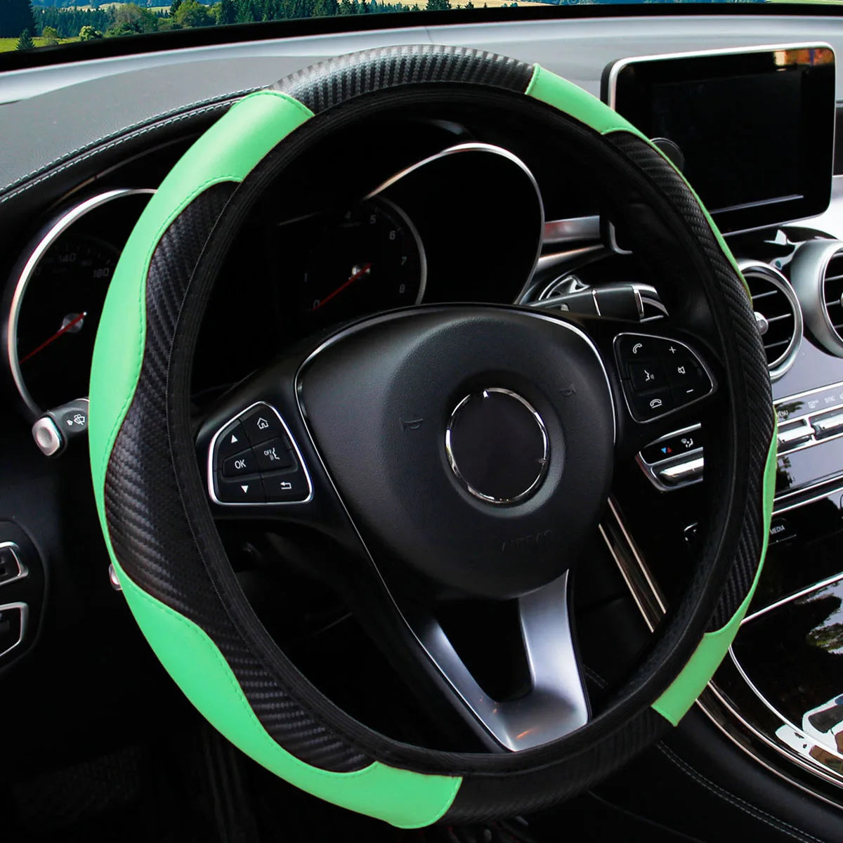 Carbon Fiber Leather Car Steering Wheel Cover GLOBGRIP®