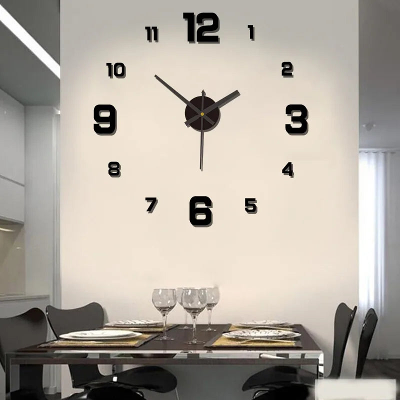 3D Creative Frameless DIY Wall Hanging Clock Wall Stickers Home Mute Digital Clock Living Room Office Wall Decoration GLOBGRIP®