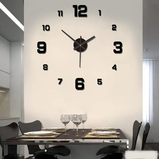 3D Creative Frameless DIY Wall Hanging Clock Wall Stickers Home Mute Digital Clock Living Room Office Wall Decoration GLOBGRIP®