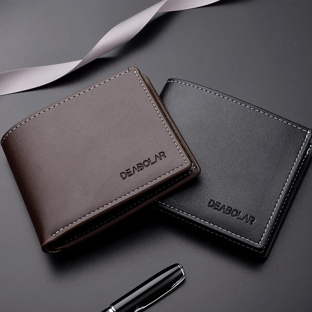 Pu Leather Men Short Wallet Thin Style Folding Young Men Credit Card Holder Wallet GLOBGRIP®