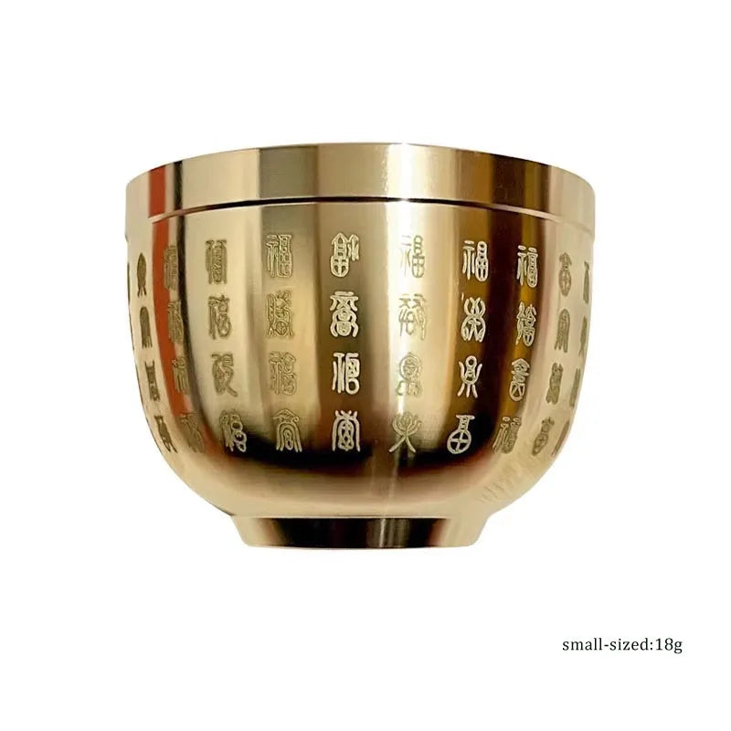 Gold Feng Shui Hundred Blessings Bowl Fine Workmanship Meaningful Gifts Copper Materials Exquisite Mini GLOBGRIP®
