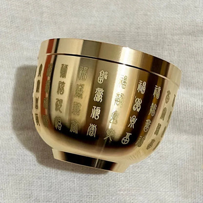 Gold Feng Shui Hundred Blessings Bowl Fine Workmanship Meaningful Gifts Copper Materials Exquisite Mini GLOBGRIP®