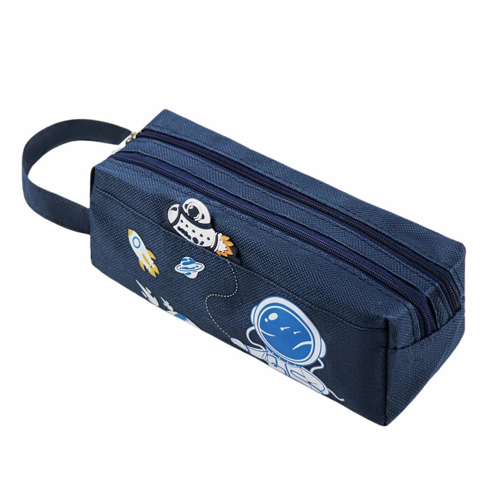 Space astronaut portable pencil case cute cartoon kids stationery bag large capacity storage bag school studen canvas pencil bag GLOBGRIP®