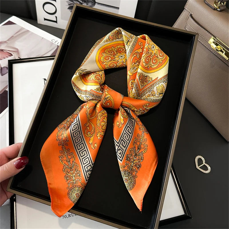 2024 New Fashion 70X70cmPrinted Women's Scarf Pashmina Silk Scarf Square Shawl Decorative Headband Neck Luxury Design Bandana GLOBGRIP®