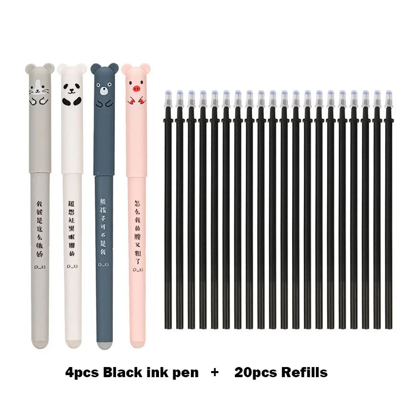 🐻🐷🐱 Kawaii Pig, Bear & Cat Erasable Gel Pen Refills GLOBGRIP®