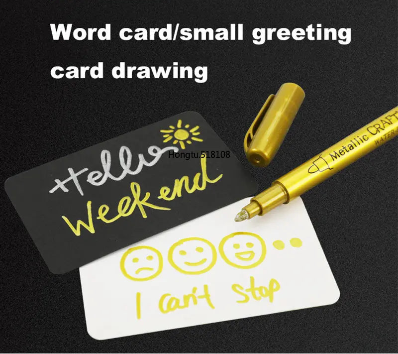 2/1Pc Brush Metallic Marker Pens Gold Silver Color Permanent Art Marker For Manga Crafts Scrapbooking School Stationery Supplies GLOBGRIP®