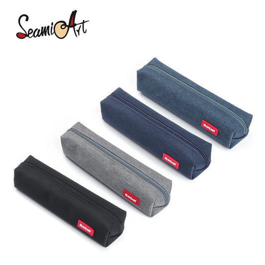 SeamiArt 1pc Small Solid Color Simple Zipper Kawai Pencil Case Mini Pen Bags Papeleria Stationery for School Office Suppliers GLOBGRIP®