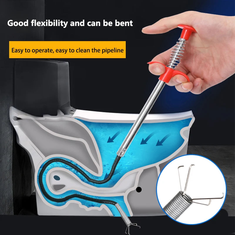 60cm Spring Pipe Dredging Tools, Drain Snake, Drain Cleaner Sticks Clog Remover Cleaning Household for Kitchen Bending Sink Tool GLOBGRIP®