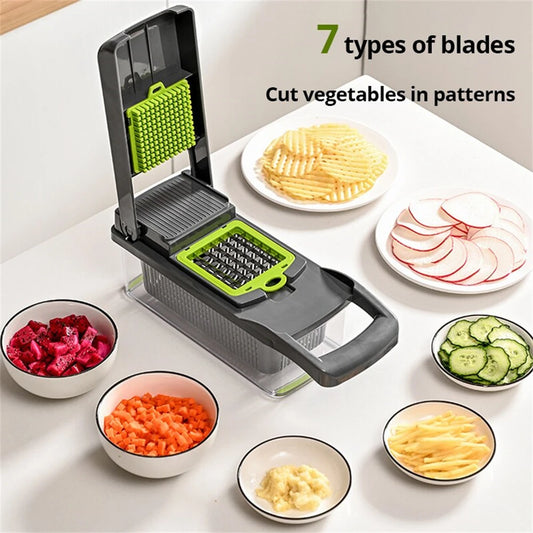 12/16pcs Vegetable Cutter Multifunctional Slicer Fruit Potato Peeler Carrot Grater Kitchen accessories basket vegetable Slicer GLOBGRIP®