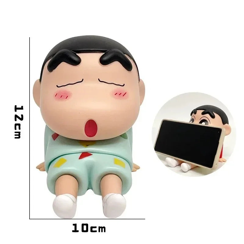 Crayon Shin-Chan Figures Phone Holder Kawaii Anime Desktop Ornaments Cartoon Watching TV Phone Support Cute Doll Decorations GLOBGRIP®