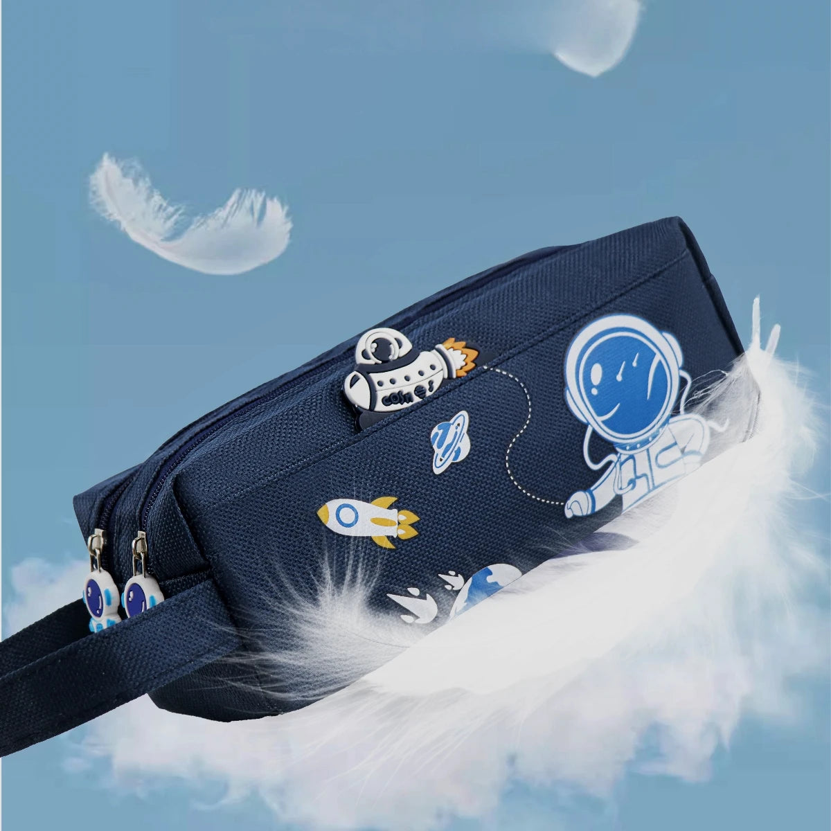 Space astronaut portable pencil case cute cartoon kids stationery bag large capacity storage bag school studen canvas pencil bag GLOBGRIP®