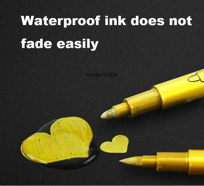 2/1Pc Brush Metallic Marker Pens Gold Silver Color Permanent Art Marker For Manga Crafts Scrapbooking School Stationery Supplies GLOBGRIP®