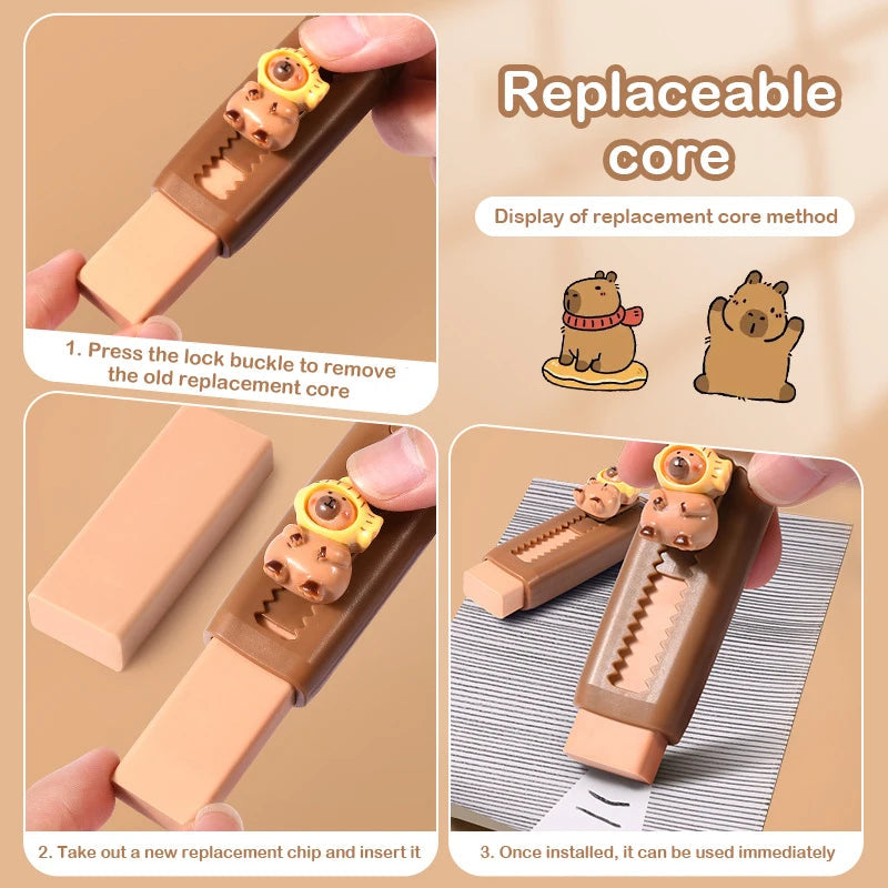Kawaii Capybara Eraser | Fun Push-Pull Cute Stationery | GLOBGRIP® GLOBGRIP®