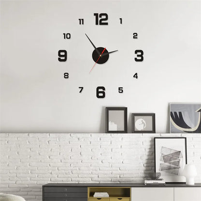 3D Creative Frameless DIY Wall Hanging Clock Wall Stickers Home Mute Digital Clock Living Room Office Wall Decoration GLOBGRIP®