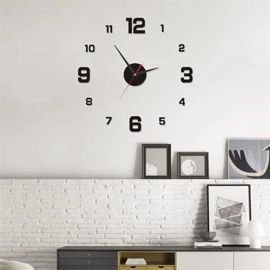 3D Creative Frameless DIY Wall Hanging Clock Wall Stickers Home Mute Digital Clock Living Room Office Wall Decoration GLOBGRIP®