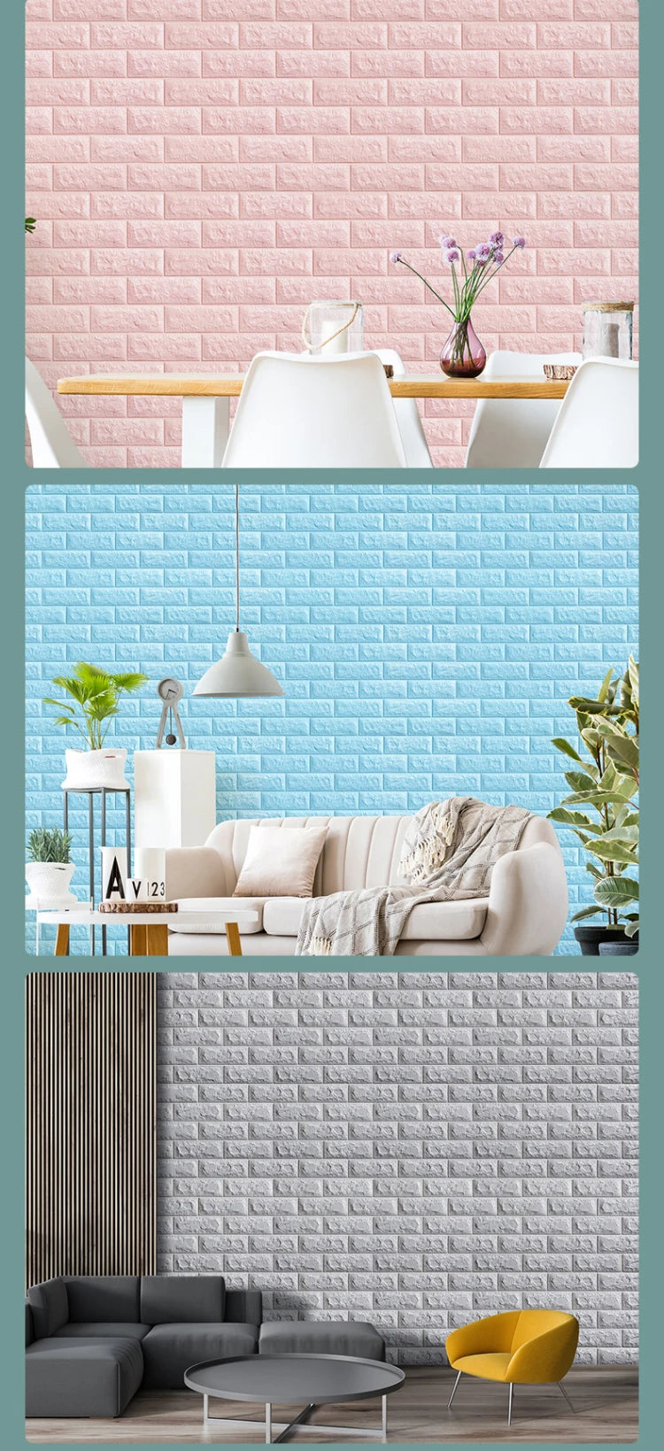 70cmx2m Meter Foam 3D Wall Stickers Self Adhesive Panel Home Decor Living Room Bedroom House Decoration Bathroom Brick Wallpaper GLOBGRIP®