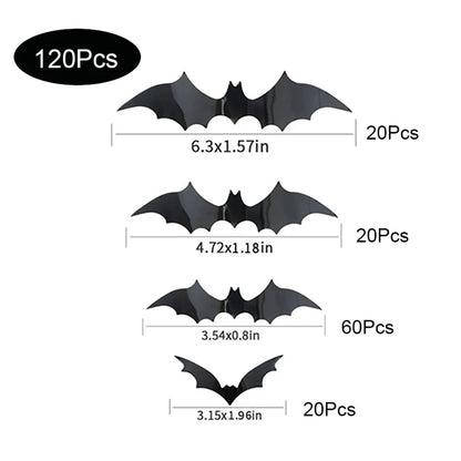 Halloween Bats Decorations,3D Pvc Bat on The Wall,Black Bats Wall Stickers,Halloween Scary Props GLOBGRIP®