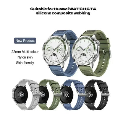 22mm Nylon Silicone Watch Bands For HUAWEI GT 4 46mm/Watch 4 Pro/GT 3 Sport Replacement Band for Samsung Galaxy Watch 6/5 Strap GLOBGRIP®