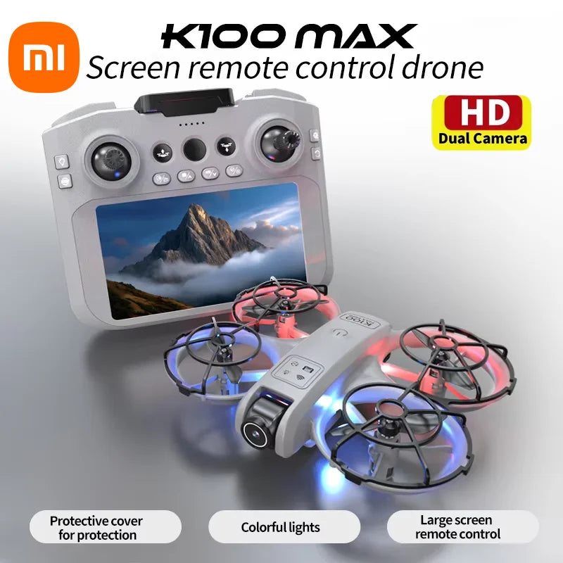 Xiaomi K100 MAX Mini Drone Professional 4K HD Dual Camera Fpv Screen Optical Flow Drone Toys Quadcopter Brushless Dron Toy Gift GLOBGRIP®