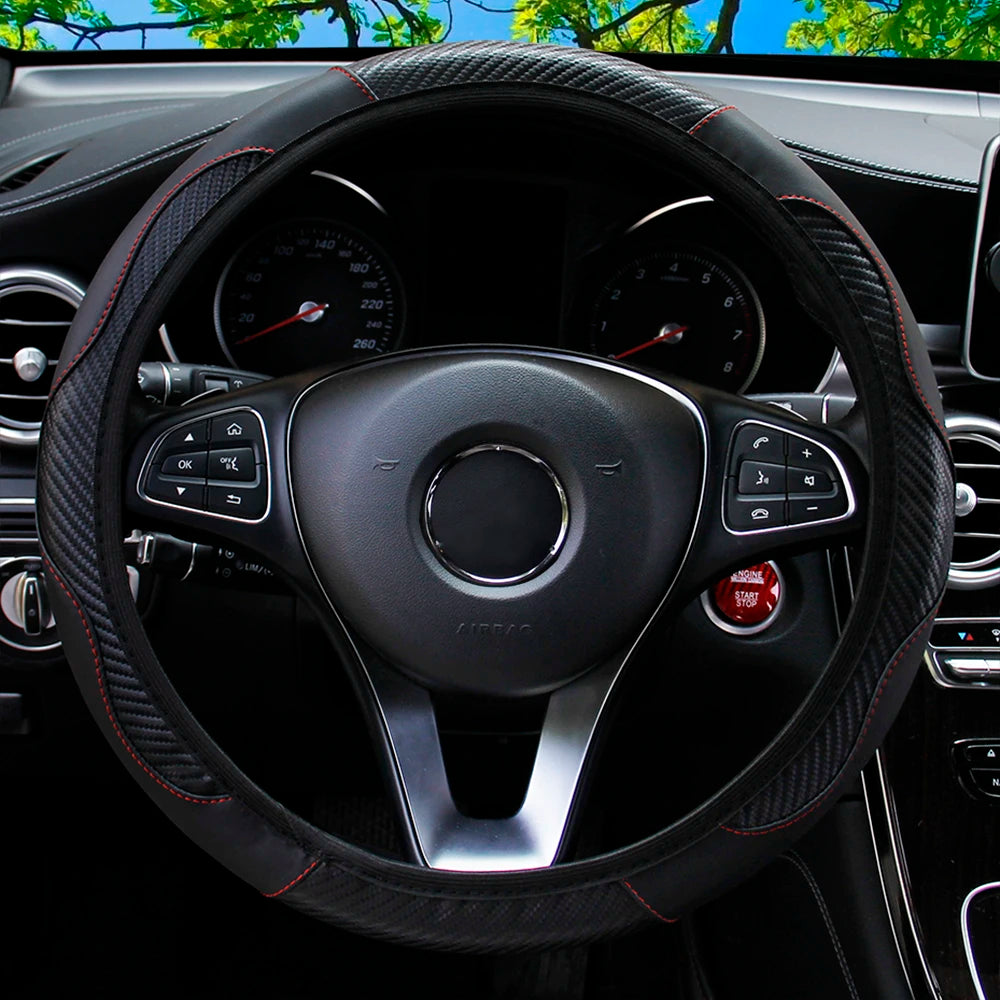 Carbon Fiber Leather Car Steering Wheel Cover GLOBGRIP®