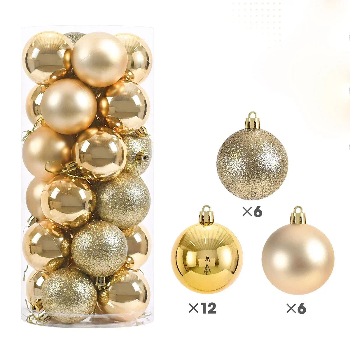 24Pcs 3/4/6CM Christmas Balls Big Ball Christmas Tree Pendant Ornaments for Party Decor 2025 New Year Navidad Gifts Accessory GLOBGRIP®