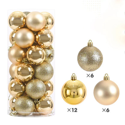 24Pcs 3/4/6CM Christmas Balls Big Ball Christmas Tree Pendant Ornaments for Party Decor 2025 New Year Navidad Gifts Accessory GLOBGRIP®
