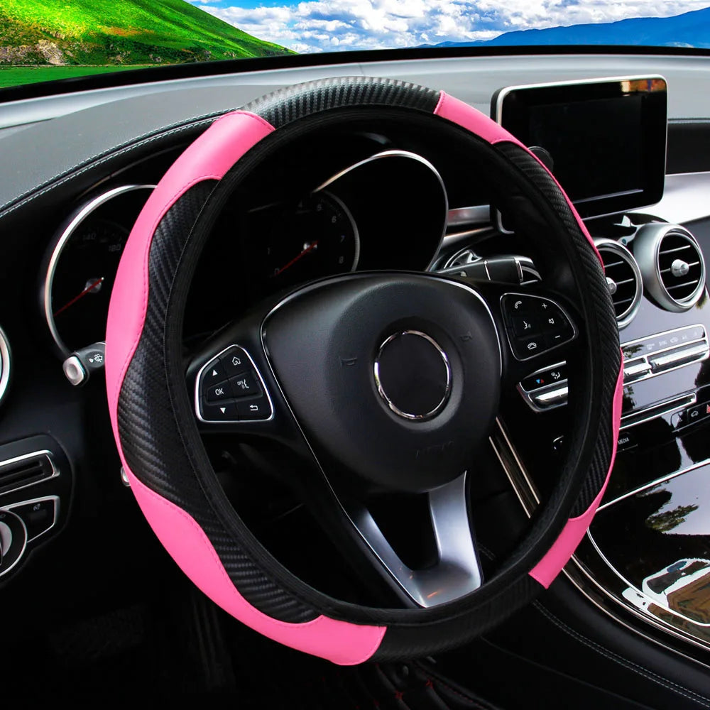 Carbon Fiber Leather Car Steering Wheel Cover GLOBGRIP®