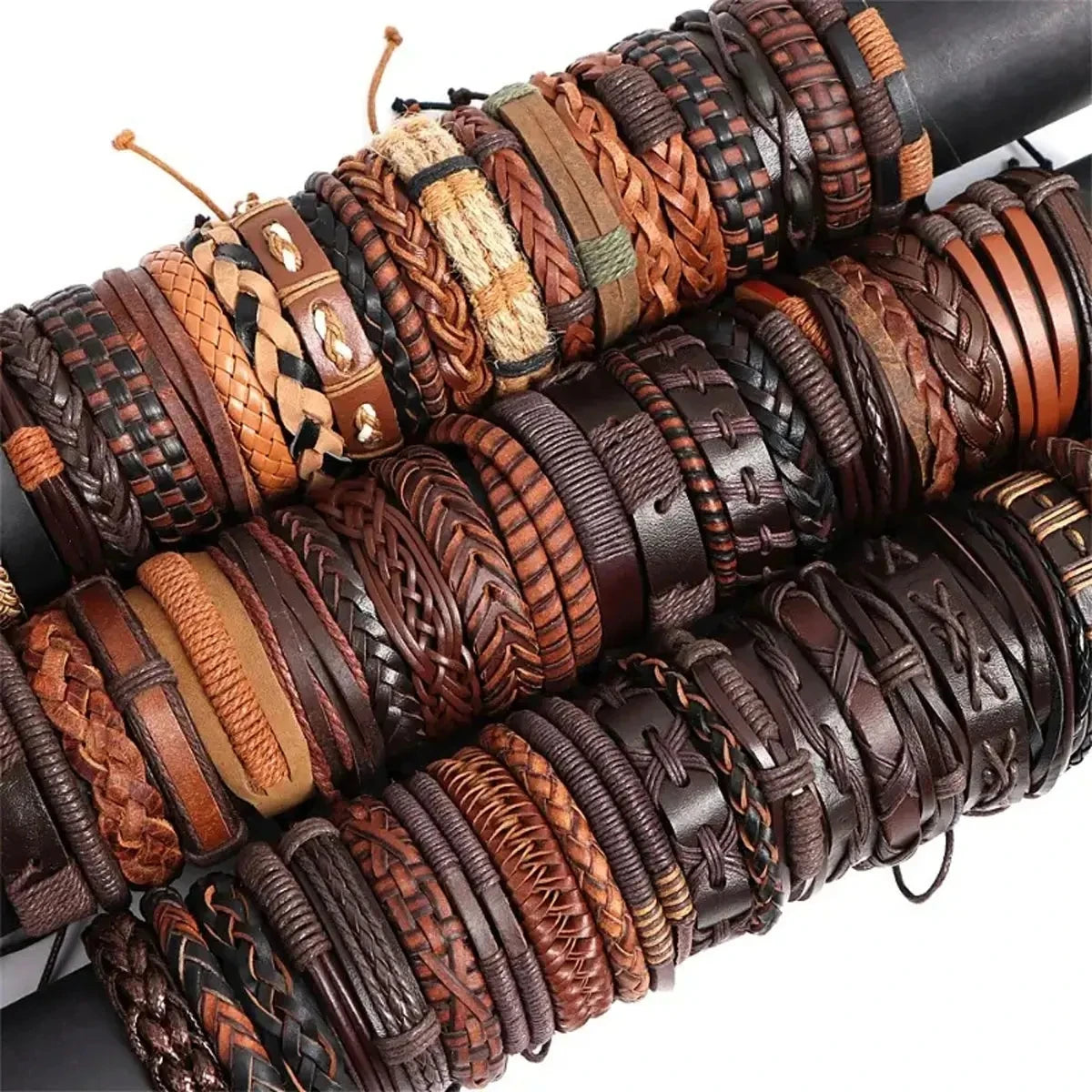 10PCS Random-Style Leather & Alloy Bracelet Set – Unisex GLOBGRIP®