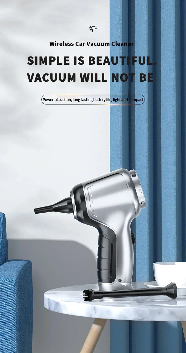 Wireless Car Vacuum Cleaner Strong Cordless Cleaner Suction Handheld Auto Vacuum Home&Car Dual Use MiniVacuum Cleaner Appliance GLOBGRIP®