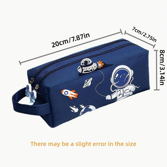 Space astronaut portable pencil case cute cartoon kids stationery bag large capacity storage bag school studen canvas pencil bag GLOBGRIP®