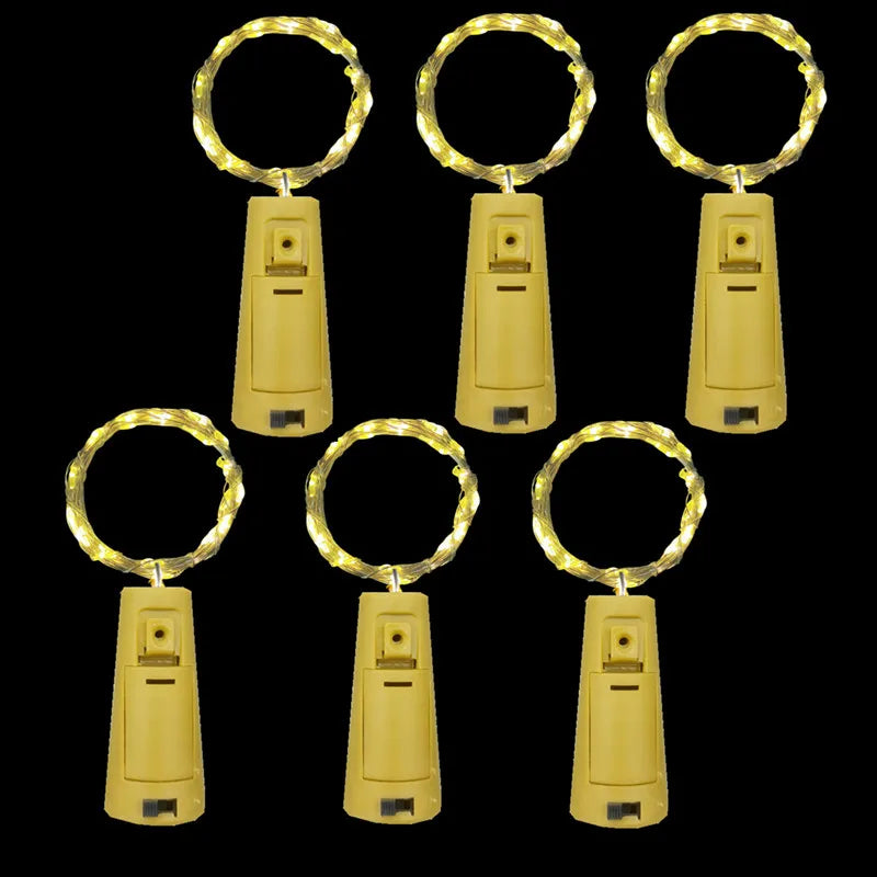 6pcs Bottle Light Battery Power LED Wine Bottle Cork Light String Fairy Christmas Garland for Bar Wedding Xmas Party Decoration GLOBGRIP®