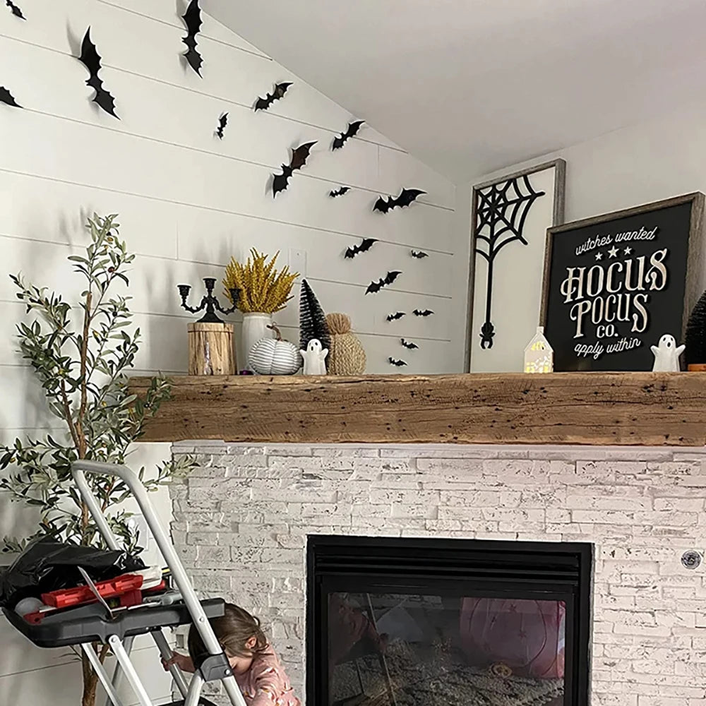 Halloween Bats Decorations,3D Pvc Bat on The Wall,Black Bats Wall Stickers,Halloween Scary Props GLOBGRIP®