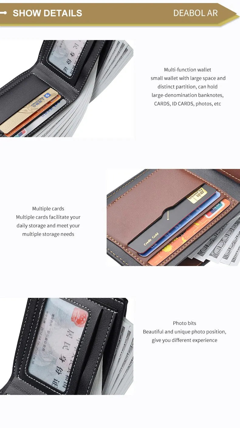 Pu Leather Men Short Wallet Thin Style Folding Young Men Credit Card Holder Wallet GLOBGRIP®