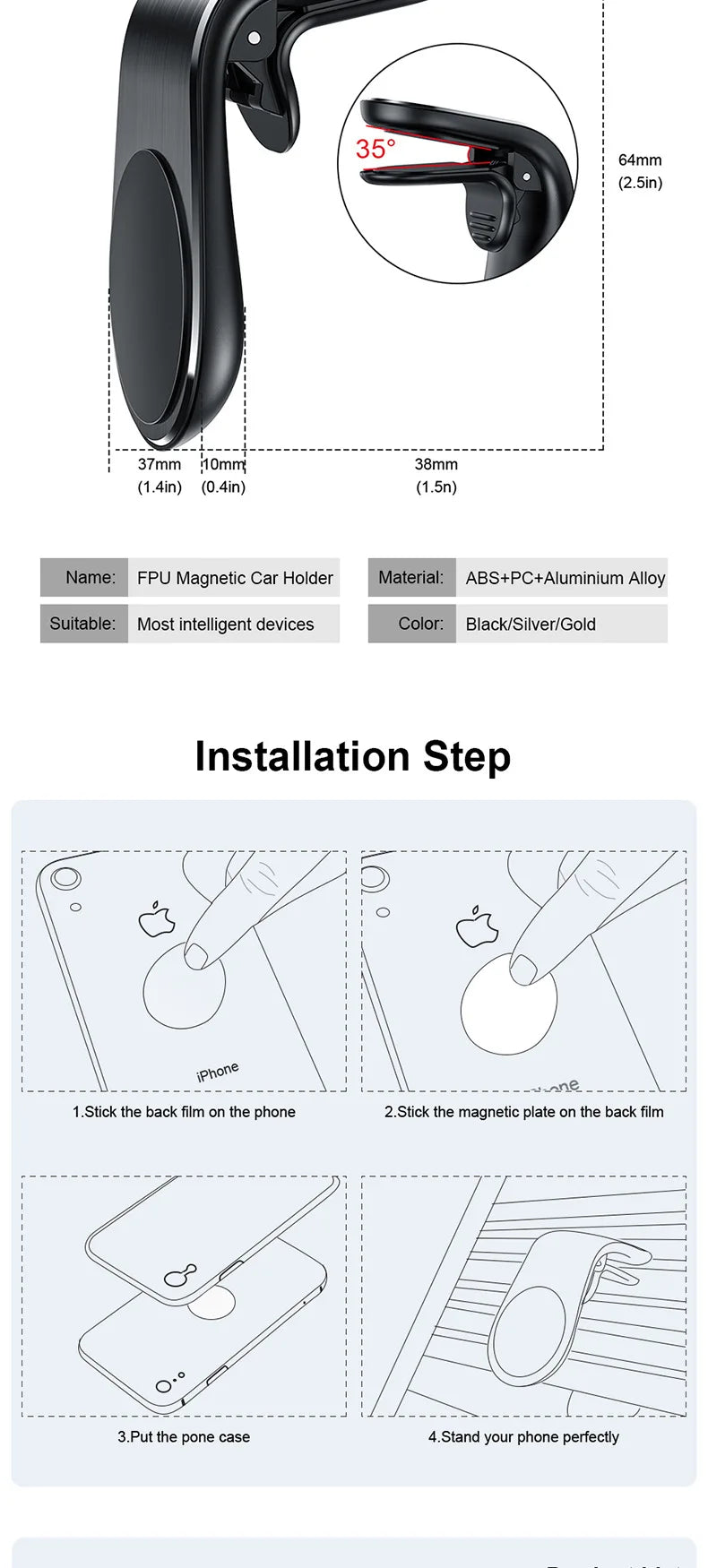 Magnetic Car Phone Holder Air Vent Clip GLOBGRIP®