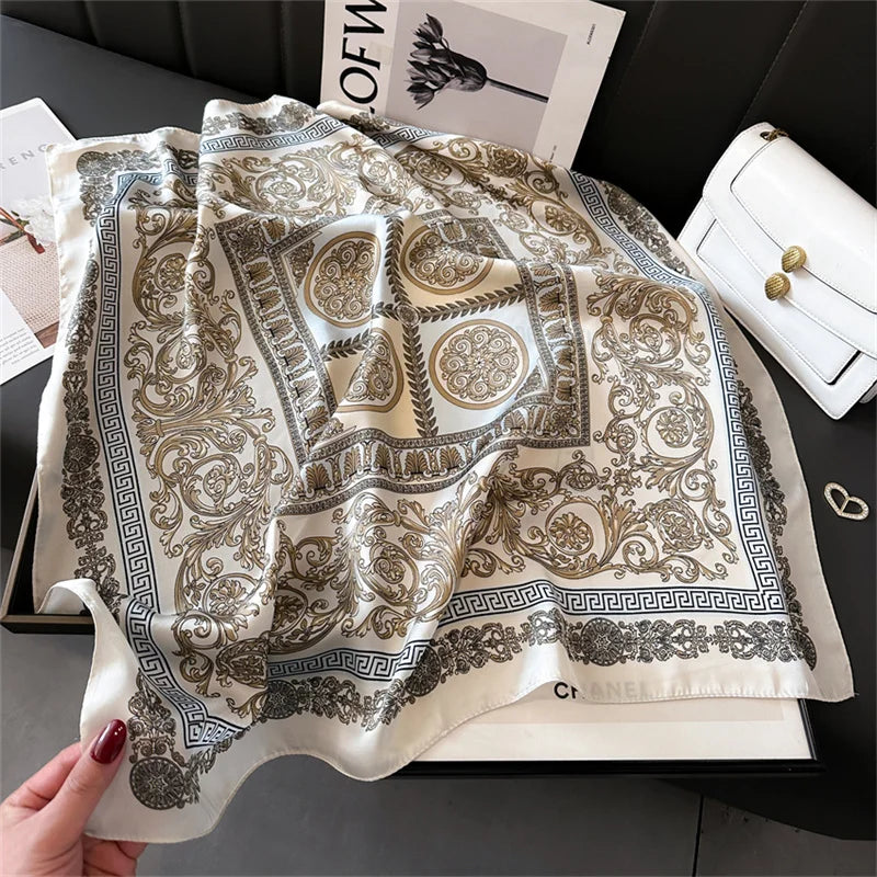 2024 New Fashion 70X70cmPrinted Women's Scarf Pashmina Silk Scarf Square Shawl Decorative Headband Neck Luxury Design Bandana GLOBGRIP®