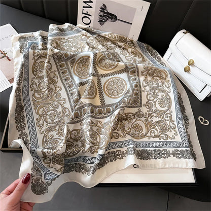 2024 New Fashion 70X70cmPrinted Women's Scarf Pashmina Silk Scarf Square Shawl Decorative Headband Neck Luxury Design Bandana GLOBGRIP®