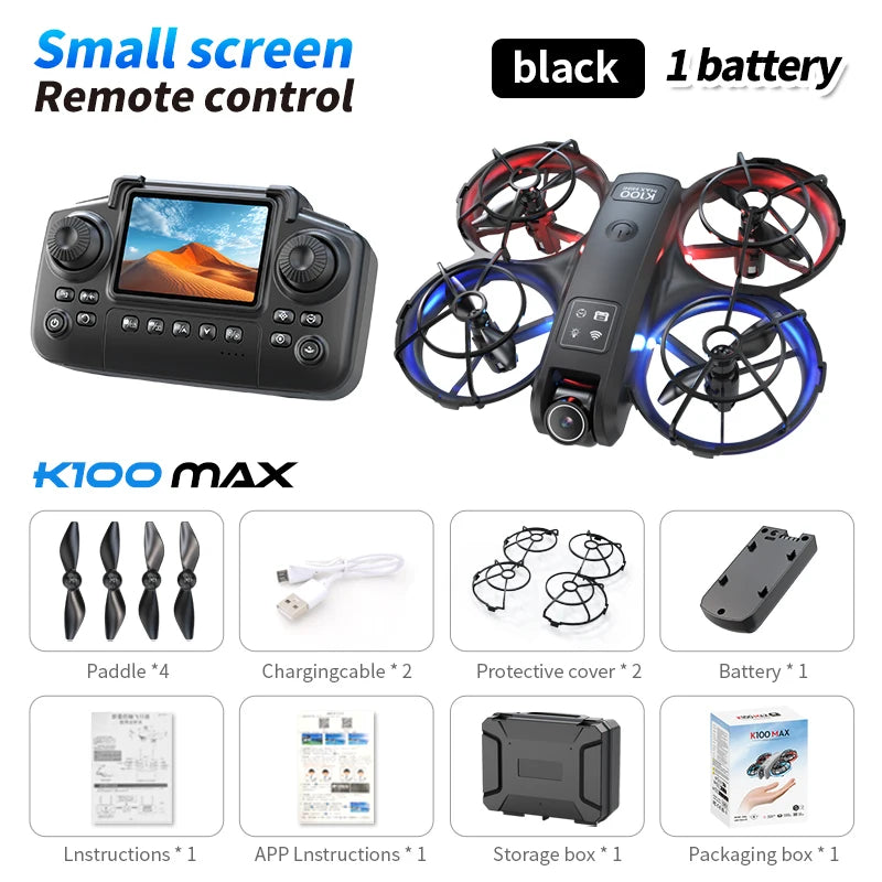 Xiaomi K100 MAX Mini Drone Professional 4K HD Dual Camera Fpv Screen Optical Flow Drone Toys Quadcopter Brushless Dron Toy Gift GLOBGRIP®