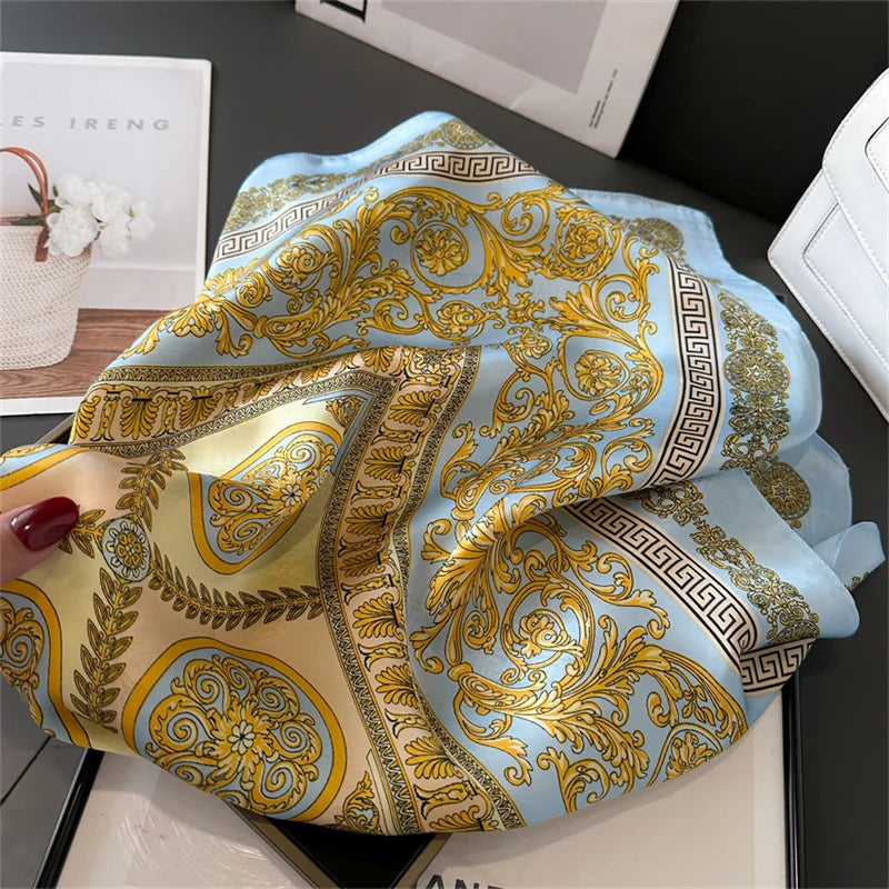 2024 New Fashion 70X70cmPrinted Women's Scarf Pashmina Silk Scarf Square Shawl Decorative Headband Neck Luxury Design Bandana GLOBGRIP®
