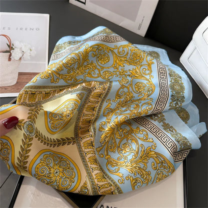 2024 New Fashion 70X70cmPrinted Women's Scarf Pashmina Silk Scarf Square Shawl Decorative Headband Neck Luxury Design Bandana GLOBGRIP®