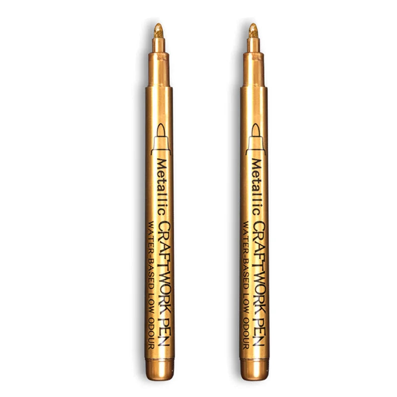 2/1Pc Brush Metallic Marker Pens Gold Silver Color Permanent Art Marker For Manga Crafts Scrapbooking School Stationery Supplies GLOBGRIP®