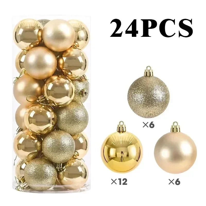 24Pcs 3/4/6CM Christmas Balls Big Ball Christmas Tree Pendant Ornaments for Party Decor 2025 New Year Navidad Gifts Accessory GLOBGRIP®