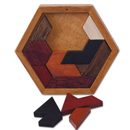 🧠 Wooden Tangram Jigsaw DIY Puzzle GLOBGRIP®