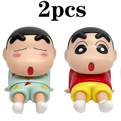 Crayon Shin-Chan Figures Phone Holder Kawaii Anime Desktop Ornaments Cartoon Watching TV Phone Support Cute Doll Decorations GLOBGRIP®