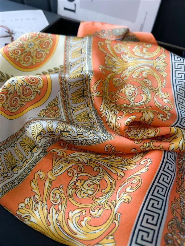 2024 New Fashion 70X70cmPrinted Women's Scarf Pashmina Silk Scarf Square Shawl Decorative Headband Neck Luxury Design Bandana GLOBGRIP®