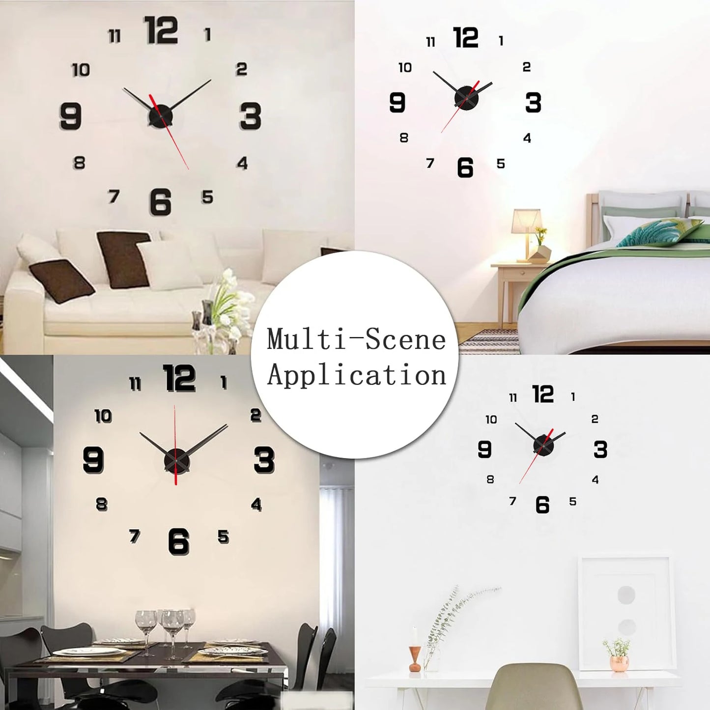 3D Creative Frameless DIY Wall Hanging Clock Wall Stickers Home Mute Digital Clock Living Room Office Wall Decoration GLOBGRIP®