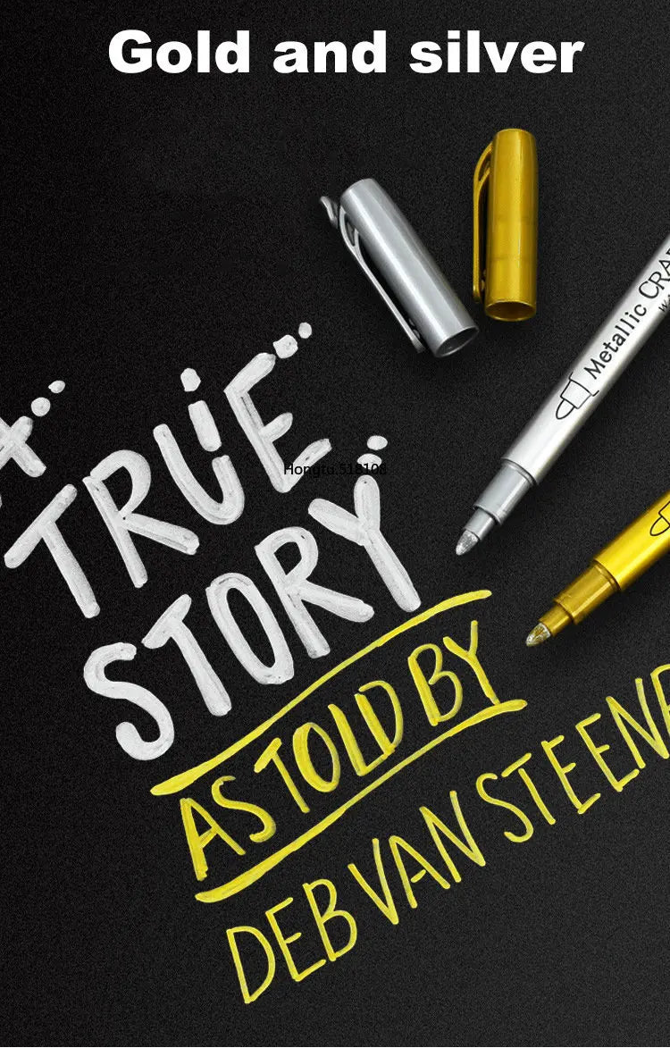 2/1Pc Brush Metallic Marker Pens Gold Silver Color Permanent Art Marker For Manga Crafts Scrapbooking School Stationery Supplies GLOBGRIP®