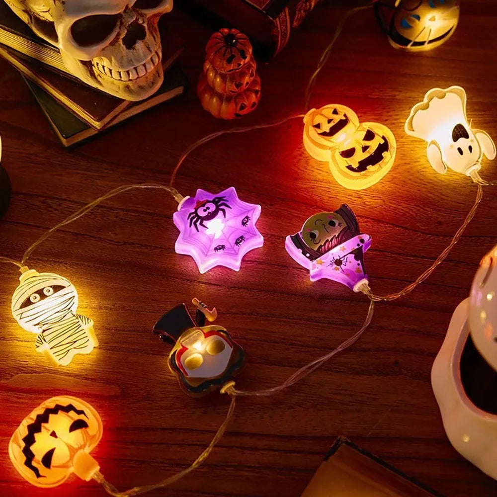 Halloween Decoration LED String Lights,Pumpkin Ghost Spider Web Hanging Lamp,Home Outdoor Lantern Props GLOBGRIP®