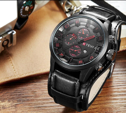 Retro Men's Watches High-end Luxury Man Watch PU Leather Strap Date Business Quartz Watch Big Dial Military tactical Wristwatch GLOBGRIP®