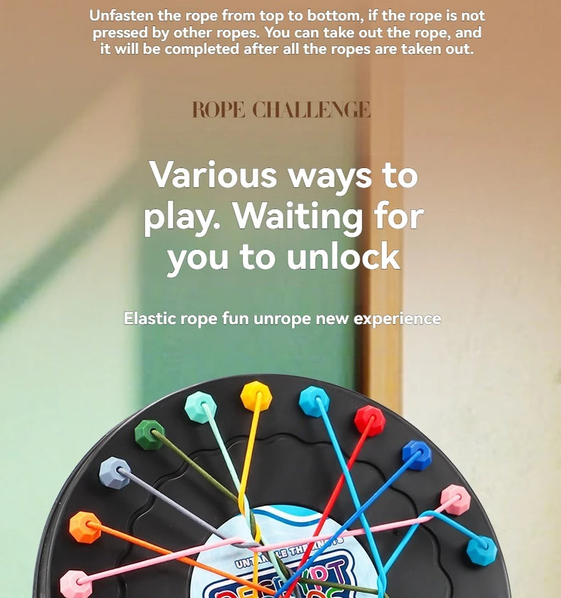 New Kid Rope Knots Puzzle  Board Game Color Line Twisted Connected Ropes Logic Thinking Table Game Parent Child Interactive Toy GLOBGRIP®