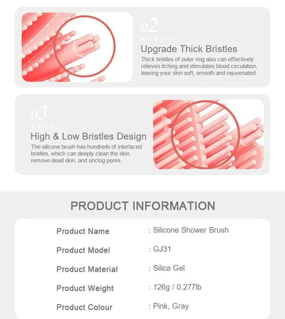 Soft Silicone Body Scrubber Bath Brush | Industrial Anti-Slip Solution GLOBGRIP®